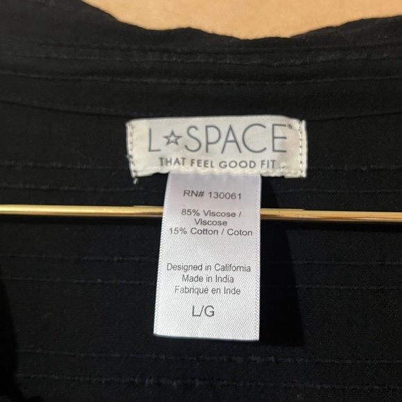 LSPACE | Daydream Tunic Swim Cover-Up Wrap Dress Mini Black Size L - Picture 3 of 13